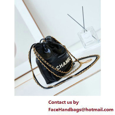 Chanel Shiny Calfskin  &  Gold-Tone Metal CHANEL 22 Mini Handbag AS3980 Black/White